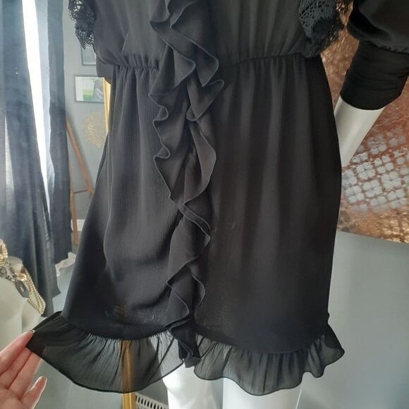 NWT Zara Chiffon and Lace Ruffled Mini Dress - Picture 7 of 12